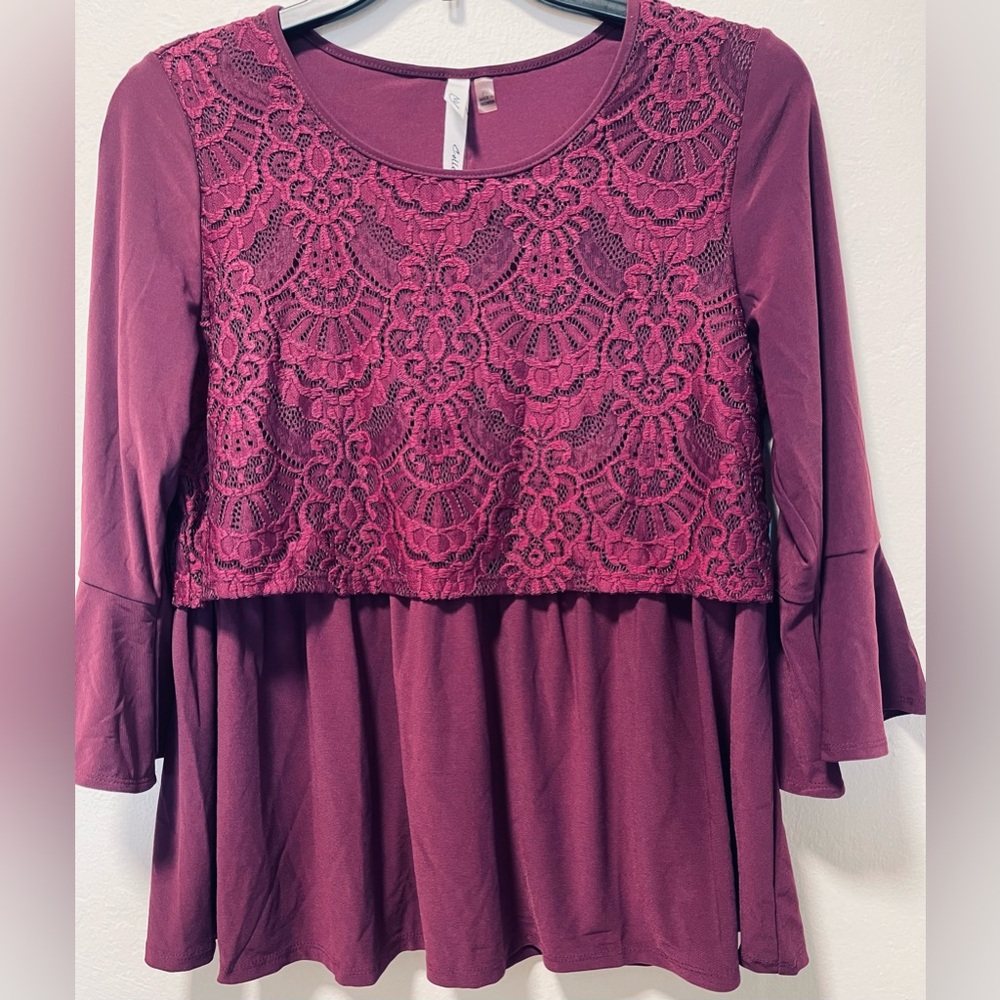 NY Collection Lace Overlay Blouse